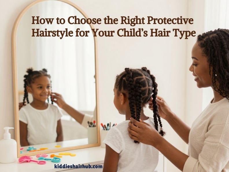 Mother-choosing-a-protective-hairstyle-for-her-daughter's-natural-hair-based-on-her-hair-type.