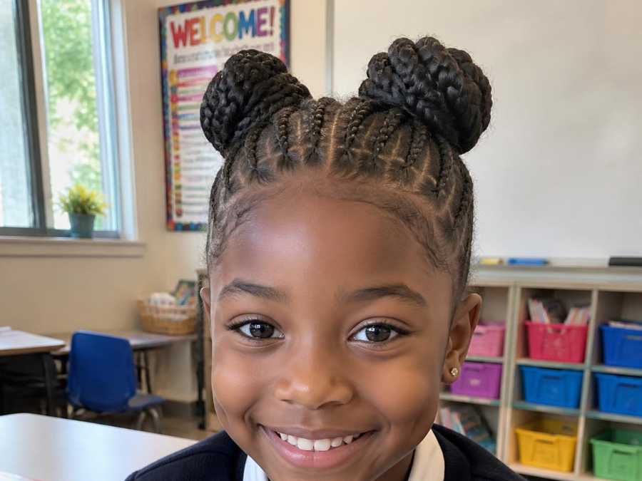 school-hairstyle-for-black-girl-braided-buns