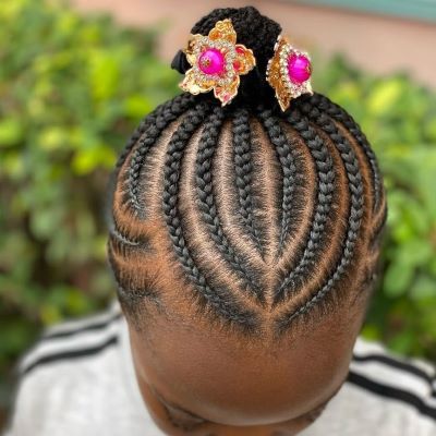 hairstyle-for-black-cornrow-and-puff-combination