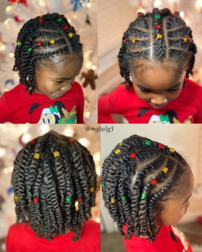 -hairstyle-for-black-Flat-Twists-With-Accessories