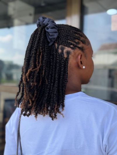 hairstyle-for-black-mini-twist-ponytail