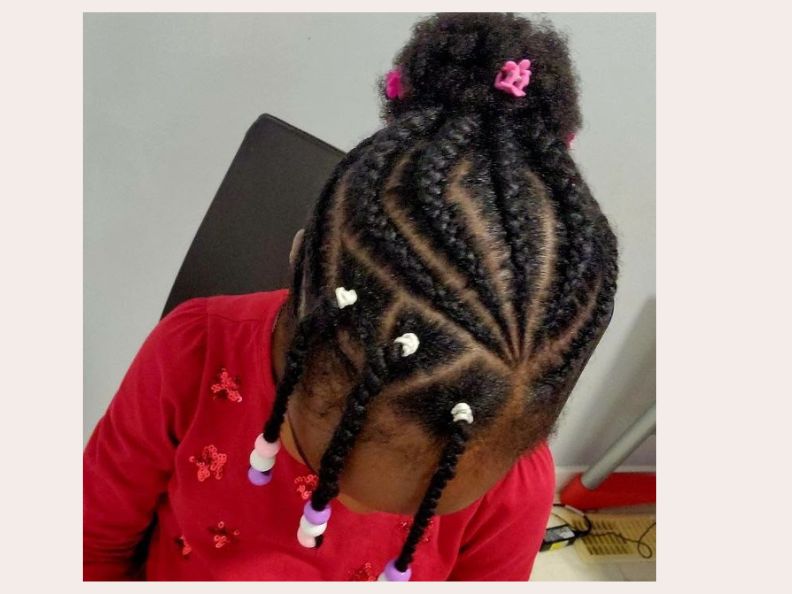 Black-school-girls-wearing-neat-protective-hairstyles,-including-twists,-cornrows,-ponytails,-and-buns.